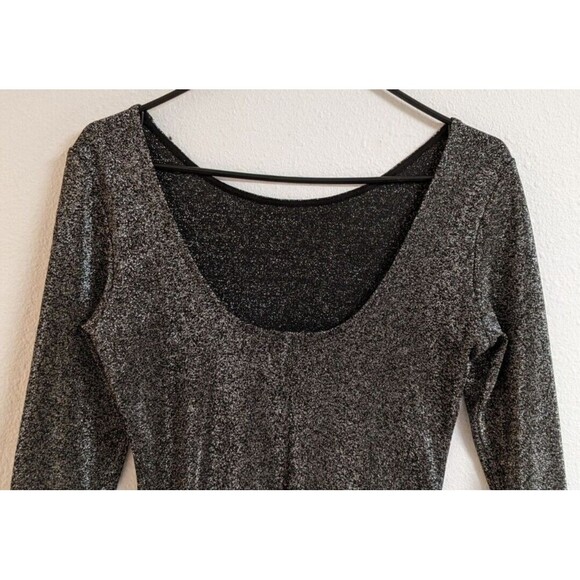 Women's DIVIDED H & M Black/Silver Metallic Scoop Back Holiday/Party Dress 8 - Picture 5 of 8